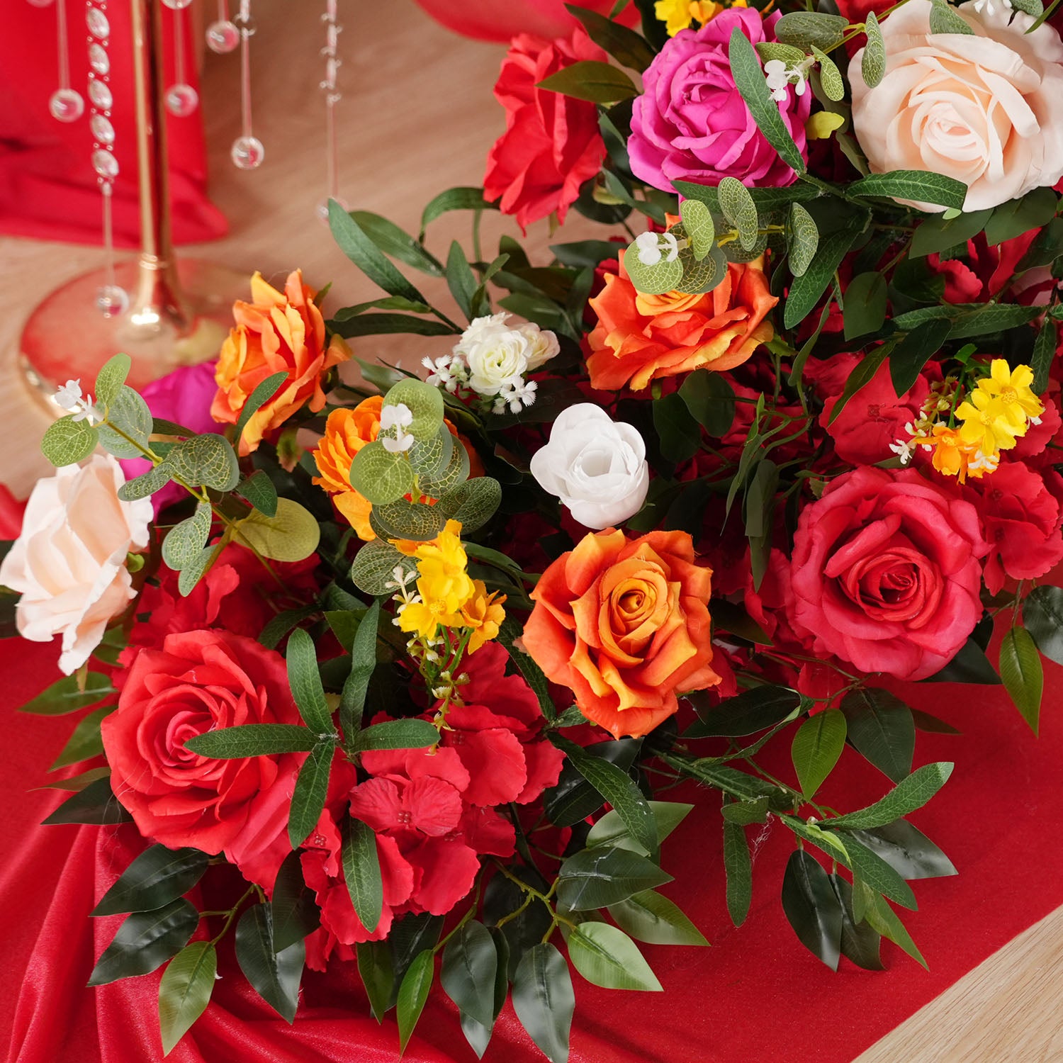Uflower Colored Sofa Table Runner Floor Flower Arrangement